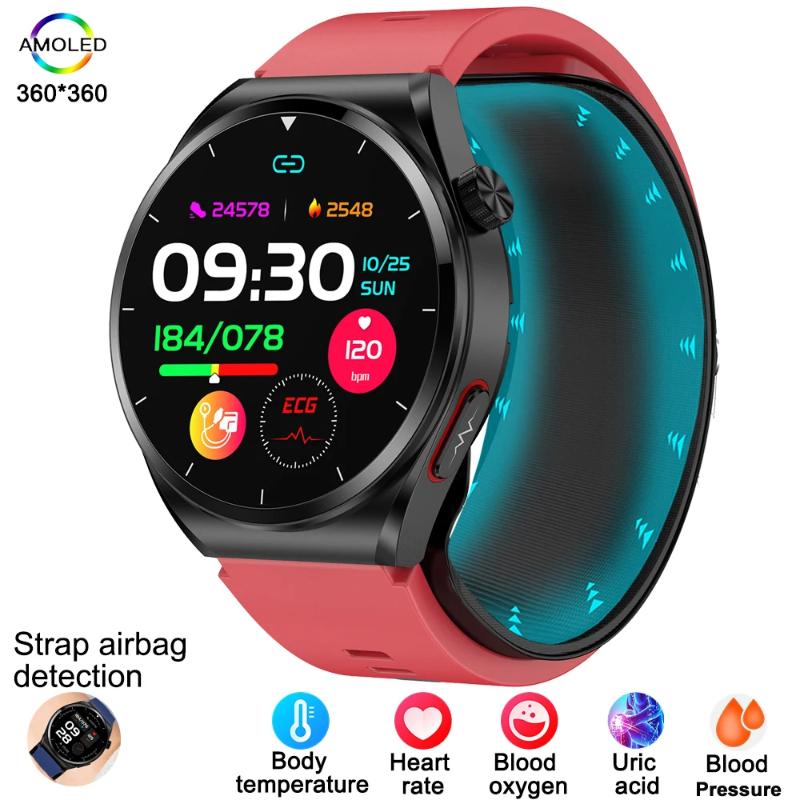 2025 NEW GT5 Smart Watch Air Pump Sphygmomanometer Heart Rate Thermometer Airbag Wristband Call Reminder Health Watch