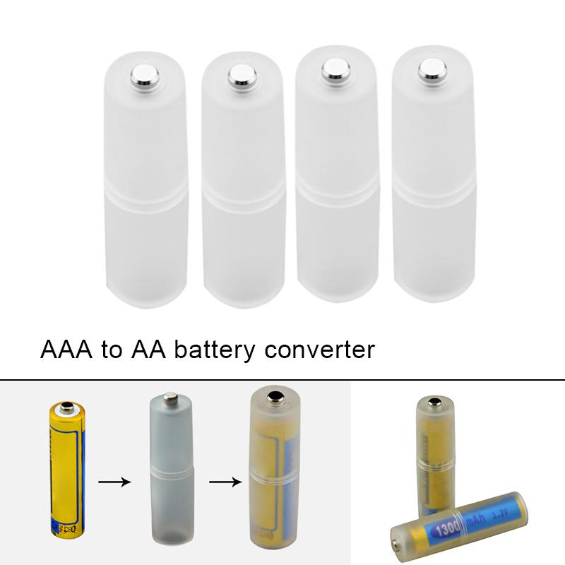 

4PCS AAA to AA Size Cell Battery Converter Adaptor Holder Case Switcher Portable Translucent Battery Conversion Case