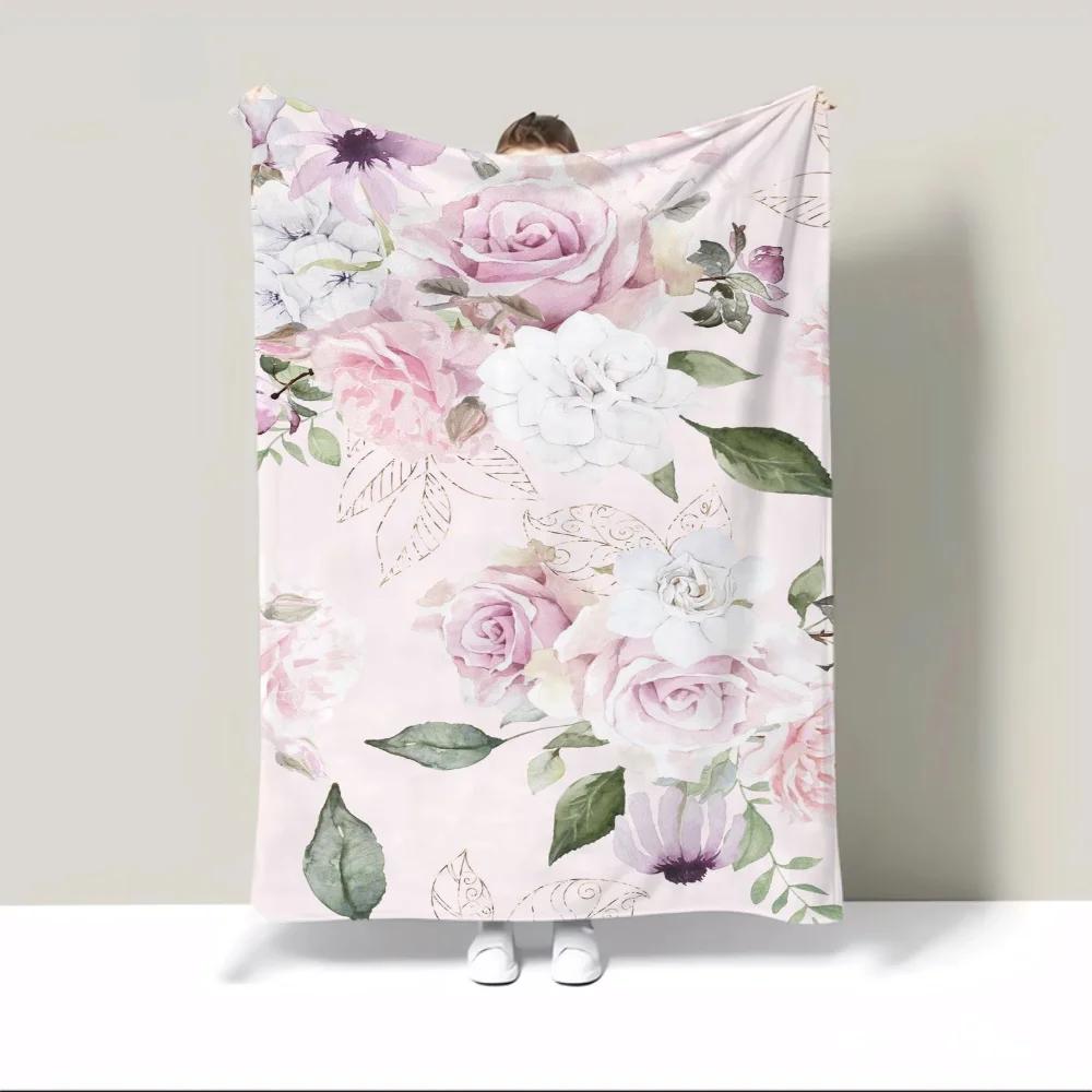Interior for Home Beauty Flowers Fleece Throw Blanket Sofa Winter Thermal Blankets for Bed Blanket 150cm X 200cm Beach Towel