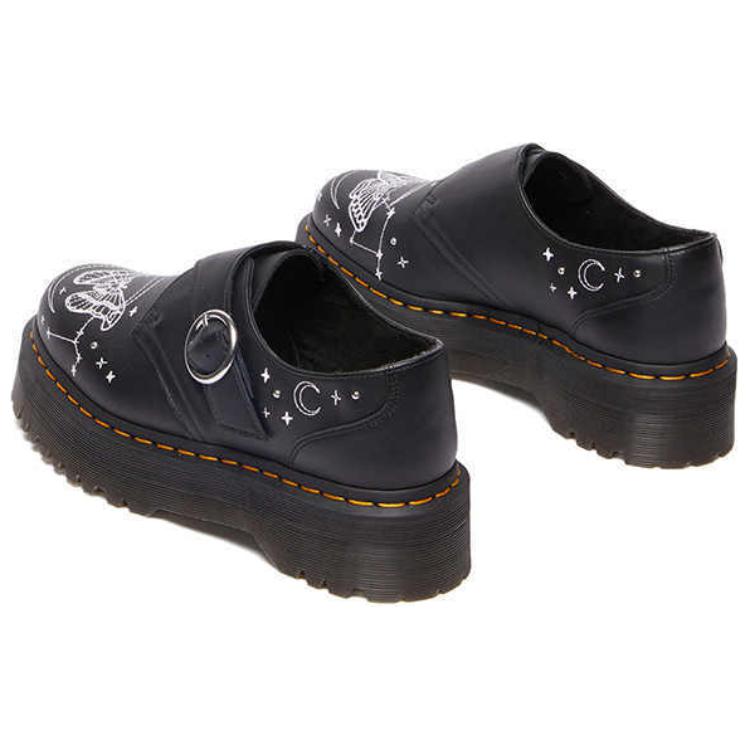 Dr. Martens Fusion Leather Monk Celestial Comfortable Versatile Durable Low-Top Casual Shoes Unisex Casual Shoes Black 41277001