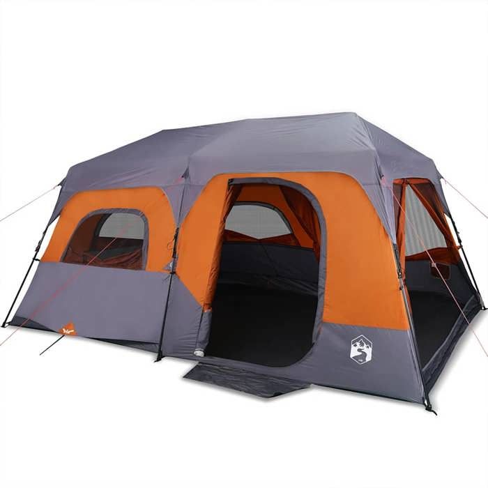 Tente familiale - vidaXL - 9 personnes - Imperméable - Système de dégagement rapide - Gris
