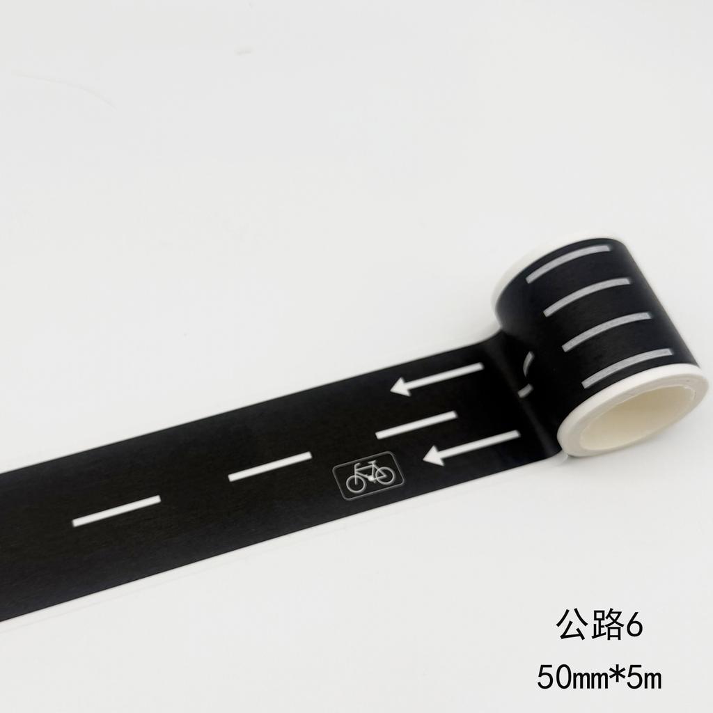 Cartoon style reusable road stickers, black polyurethane road tape, suitable for party racing decoration