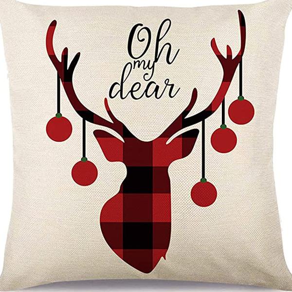 Neuer Weihnachts-Kissenbezug Elch Schneeflocken Festliche Dekoration Zuhause Sofa Wohnzimmer Kissen Kissen
