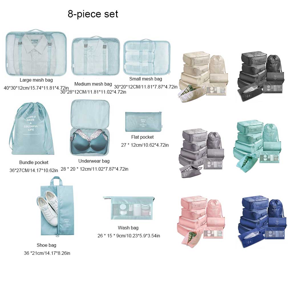 8 Pieces/Set Large Capacity Storage Bag Packing Clothes Underwears Shoes Organizer Travel Folding Dust-proof Pouch Suitcase