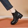 Round head short boots women's autumn and winter new straight boots double zipper women's leather boots cotton boots