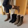 6CM Korean version of fashion rivet boots women's 2025 autumn and winter new square head thick heel versatile temperament fashion boots short boots