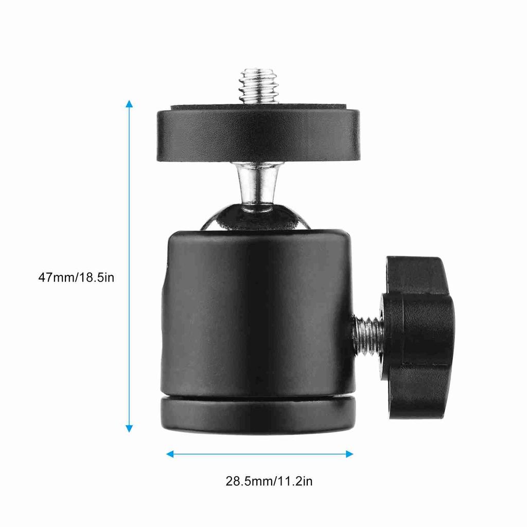 1pc Mini Swivel Ball Head Tripod Head 360 Degree Rotating Mount Base Adapter with Universal 1 4 Inch Screw Mounts for