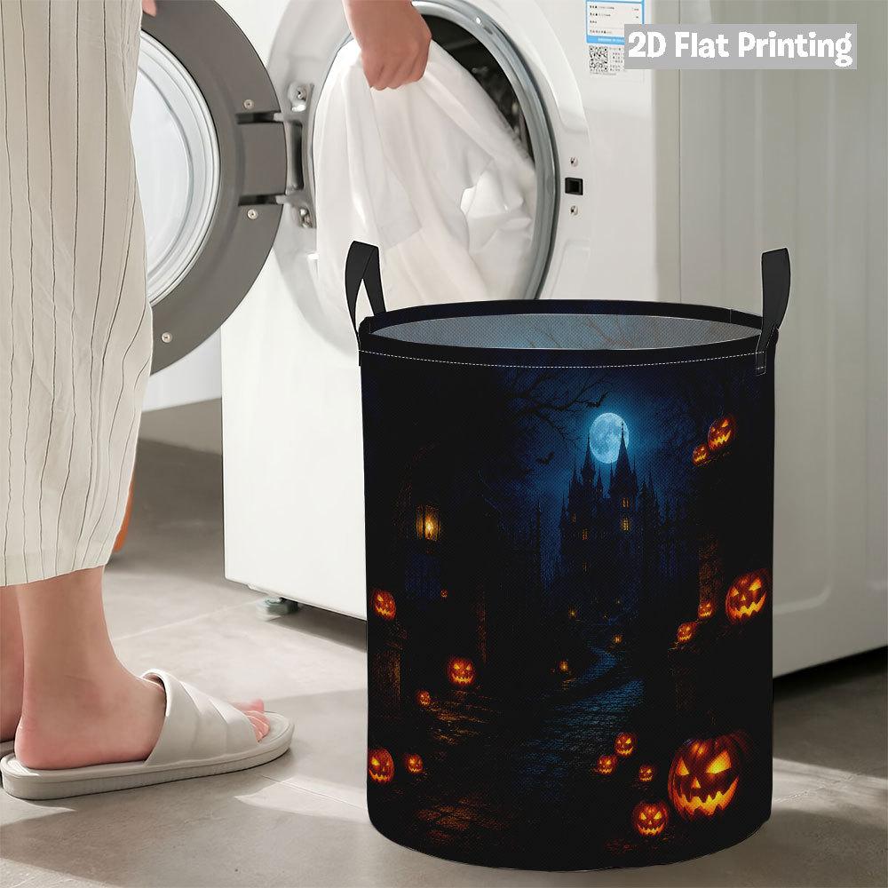 Collapsible Laundry Basket Large Round Waterproof Fabric Hamper Dirty Clothes Storage Bin Toy Organizer with Handles