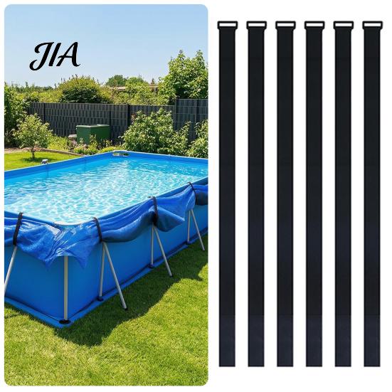 Wiederverwendbare Klettbänder 6 Stück Solar-Poolabdeckungsbänder, Verstellbares Nylon zur Aufbewahrung für Abdeckungen von oberirdischen Rahmenpools, Halten Decken vom