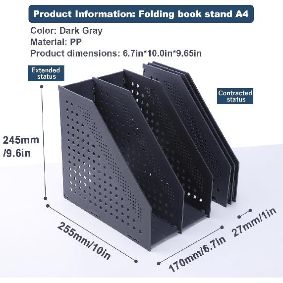 Collapsible Magazine File Holder with 2 Vertical Compartments Foldable Binder Holder for Desk Binder Storage Organizer Plastic Magazine Holders for