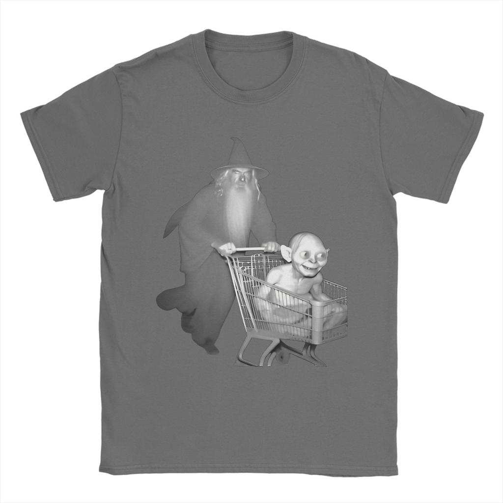 T-shirt Grafica Stampata Gandalf spinge Gollum in un carrello della spesa Per Unisex Il Signore degli Anelli T-shirt in Cotone Manica Corta