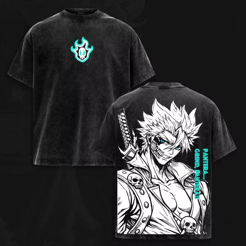 Japan Classic Hotblooded Anime BLEACH Graphic Print Tshirt Unisex Women Retro Washed Oneck Cotton Summer New Tee Oversized Top