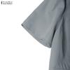 ZANZEA Women Summer Turn Down Collar Short Sleeve Elegant Casual Dress