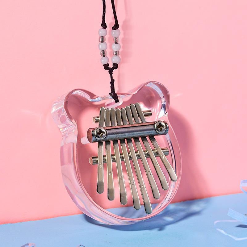 8 Tuşlu Mini Kalimba Şeffaf Kristal Kalimba Akrilik Baş Parmak Piyanosu Akustik Parmak Piyanosu Taşınabilir Müzik Aleti