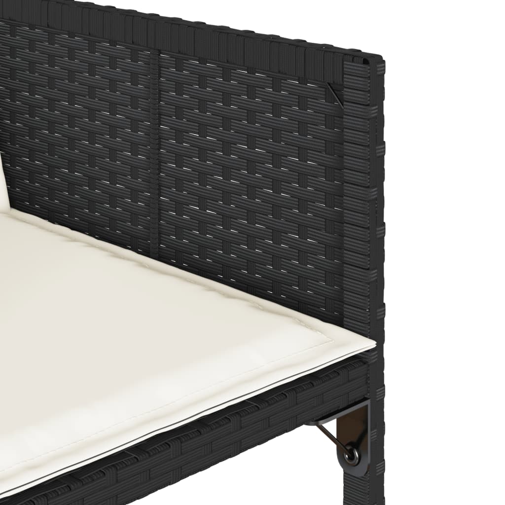 Vidaxl 7-Cz. Garden Furniture Set With Cushions, Black, Poly Rattan