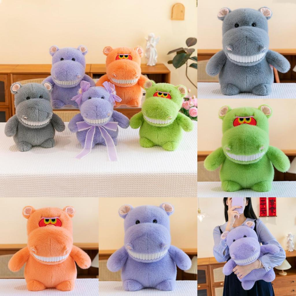 Cute Hippo Plush Toy With Bow For Kids Bedroom Decor Characters Included)