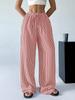 Autumn Cross Border Women's Fashion Loose Striped Drawstring Elastic Waist and Floor Pants from Europe and America