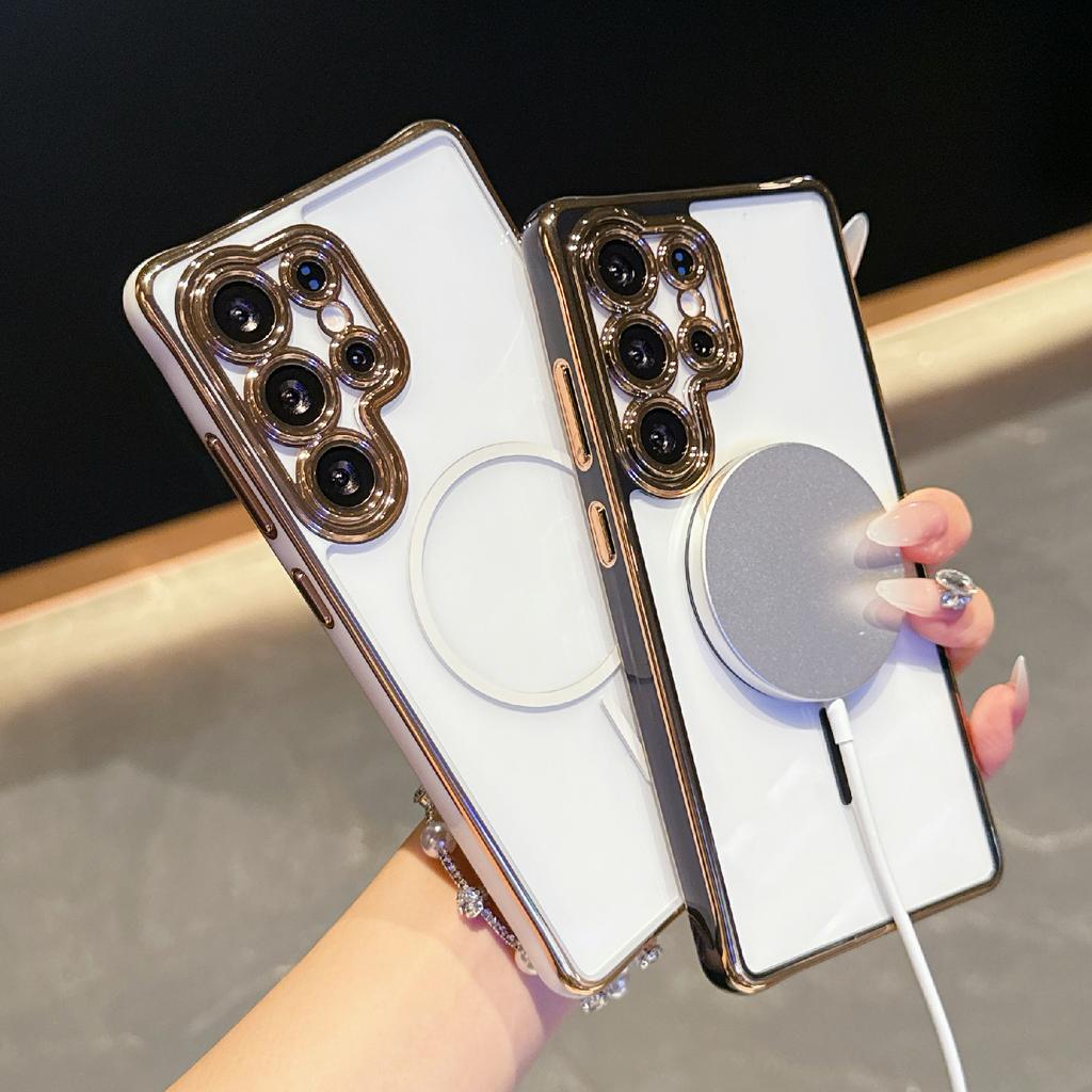 For Samsung Galaxy S25 Ultra Magnetic Case TPU Acrylic Phone Cover with Detachable Lens Frame