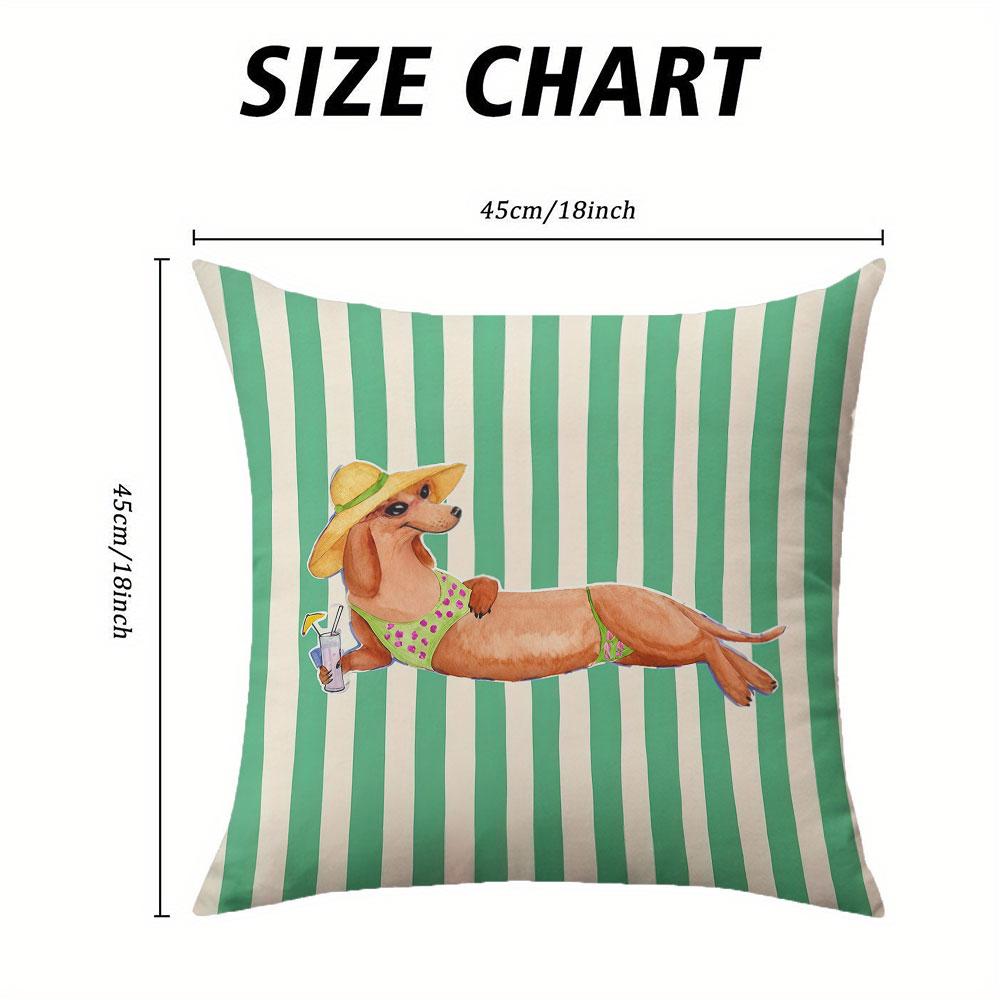 Vacation Dachshund Print square Jacquard Pillow Cover for Sofa Office Waist Cushion Cover Home Decorative Pillowcase
