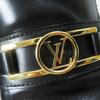 LOUIS VUITTON loafers Square toe with LV Metal logo black leather Women 37.5 Used