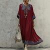 Summer European Style Women Clothing Loose Fit Fashion Elegant Round Neck Print Maxi Dress