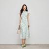 Qiu Shui Yi Ren New Chinese Style Stand Collar Printed Dress