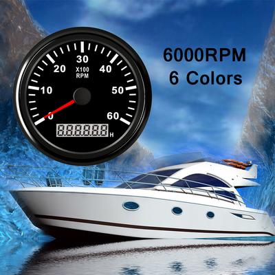 85mm Boat Tachometer 0~6000 RPM Tacho Gauge Meter Gauge Digital Hourmeter Marine Outboard Diesel Engine Motor 9-32V Ized