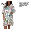 Women's Plus Size Boho Dress Floral Print Short Sleeved Button Up V Neck Dress Knee Length Summer Casual Shirt Dress