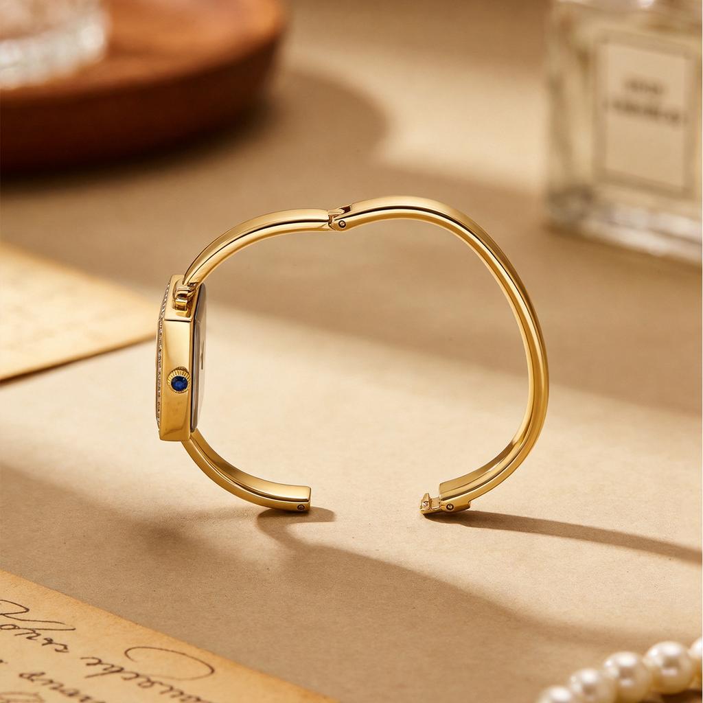 Minimalist Bangle Watch for Women Square Dial Analog Quartz Wristwatch Dress Clock