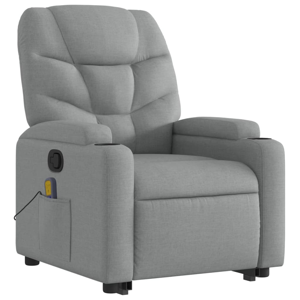 Vidaxl Lift and Massage Armchair, Reclining, Light Gray, Fabric