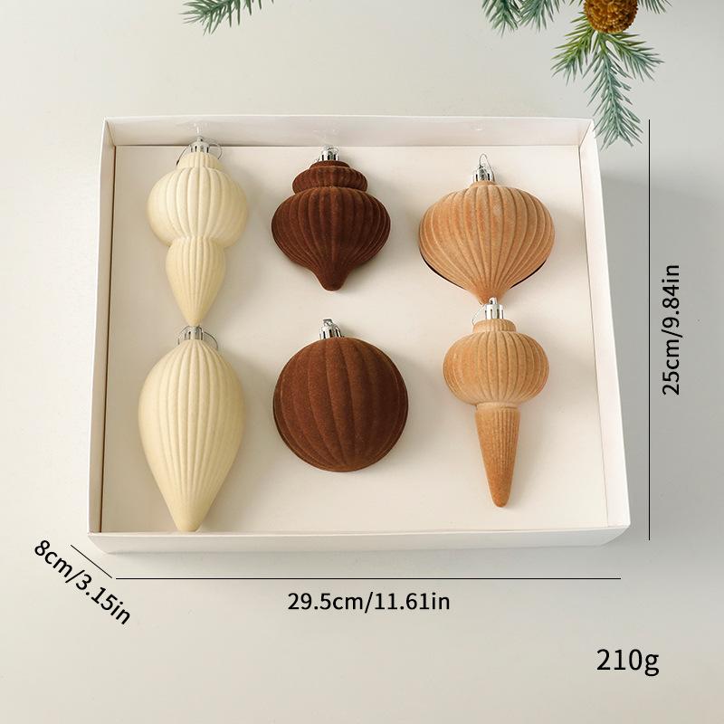 Velvet Christmas Ornaments Set Flocked Textured Baubles Teardrop and Finial Shapes Green Cream Hanging Tree Decorations Christmas Home Decoration