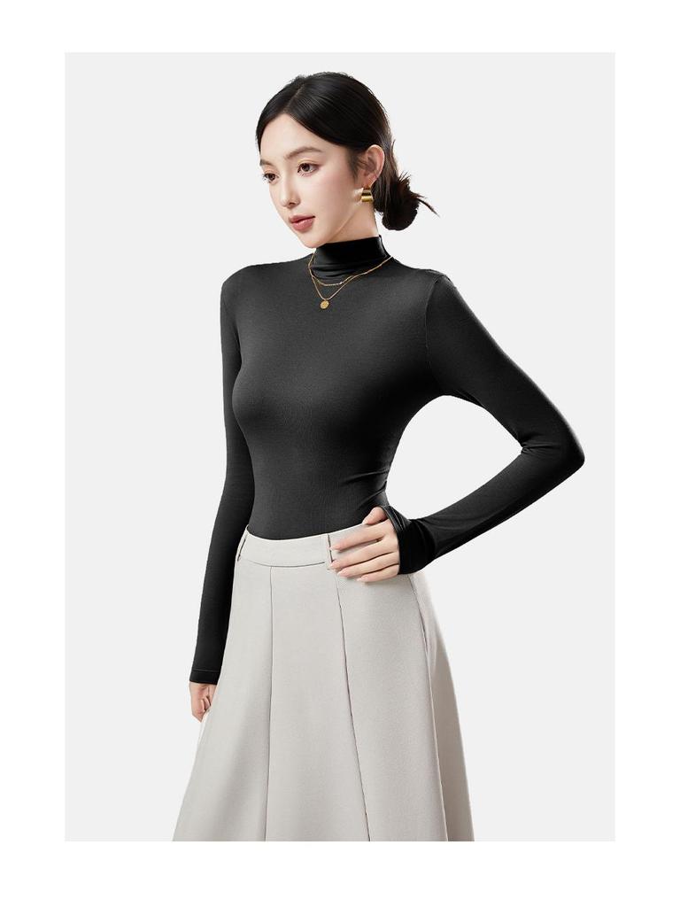 Dámské antibakteriální tričko s dlouhým rukávem a rolákem slim fit na podzim-zimu