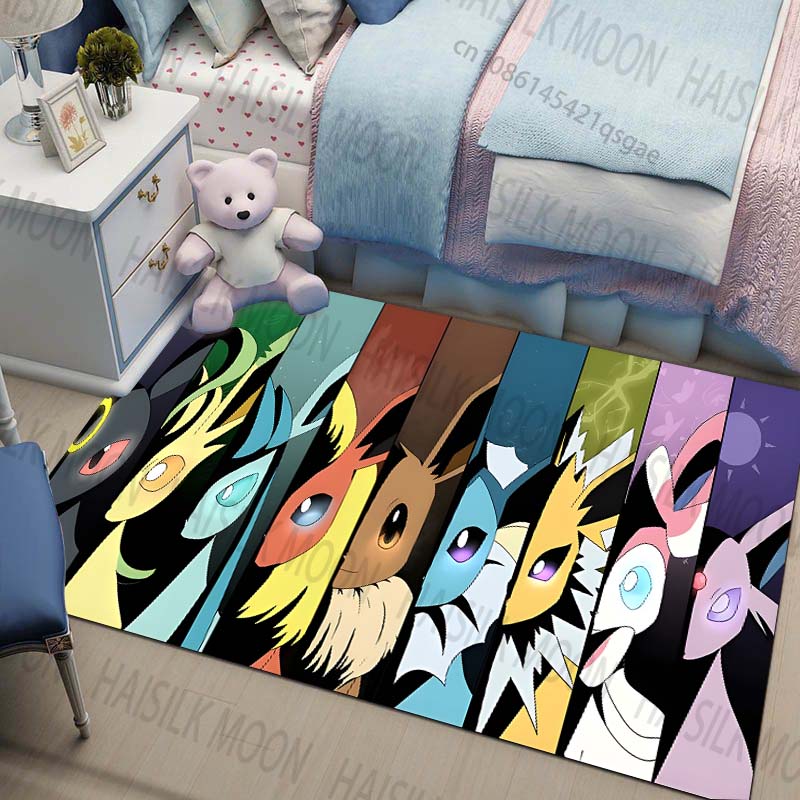 Multi-Sizes Pokemon All Eeveelutions Pattern Carpets for Living Rooms Play Mats Rugged Bedroom Decor Crawl Mats Luxury Gifts