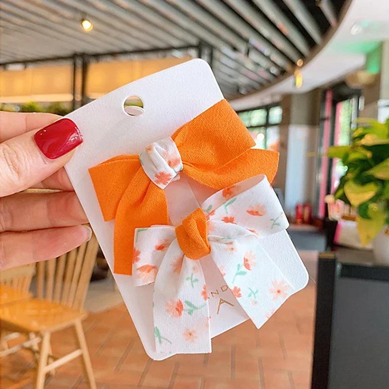 Kid Girl's Hairpin Floral Print Candy Color Bowknot Hair Clip Accessories for Girls Teens Butterfly Hair Clip