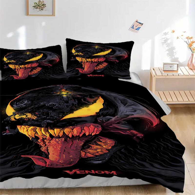 Venom Dark Fiery Print 3Pcs Bedding Setduvet Cover With 2 Bedropillowcase Home Birthday Gift