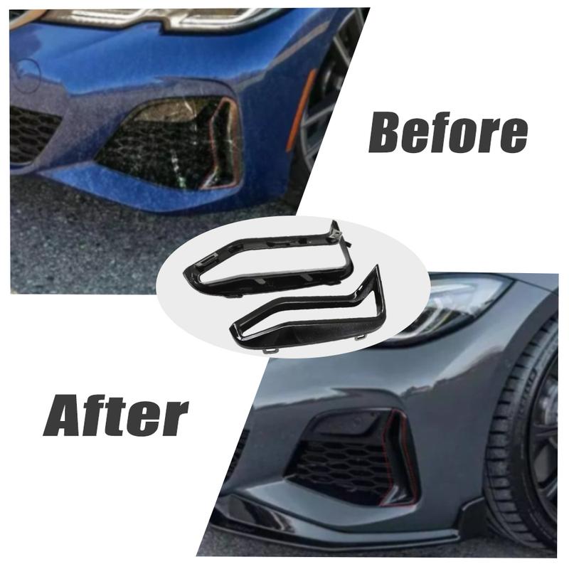 Pair Front Bumper Fog Lamp Cover Left Right Grille Trim Black for BMW G20 G21 3 series M340i M340iX 2018