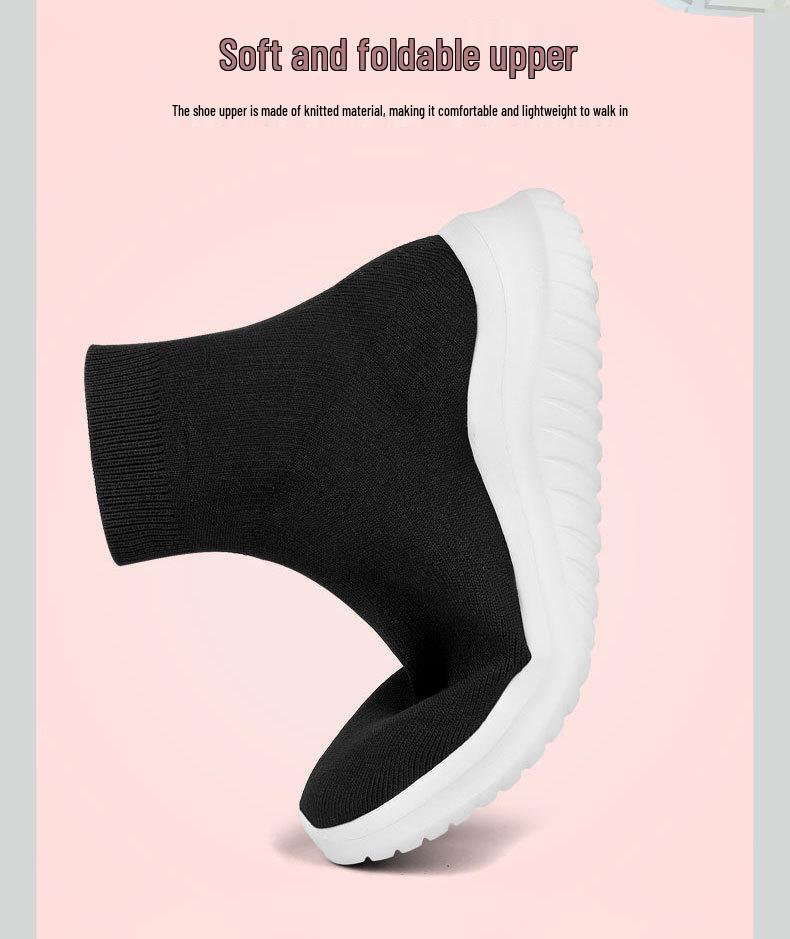 Spring & Autumn Flyknit High-Top Socks Shoes for Women & Men - Elastic Casual Short Boots