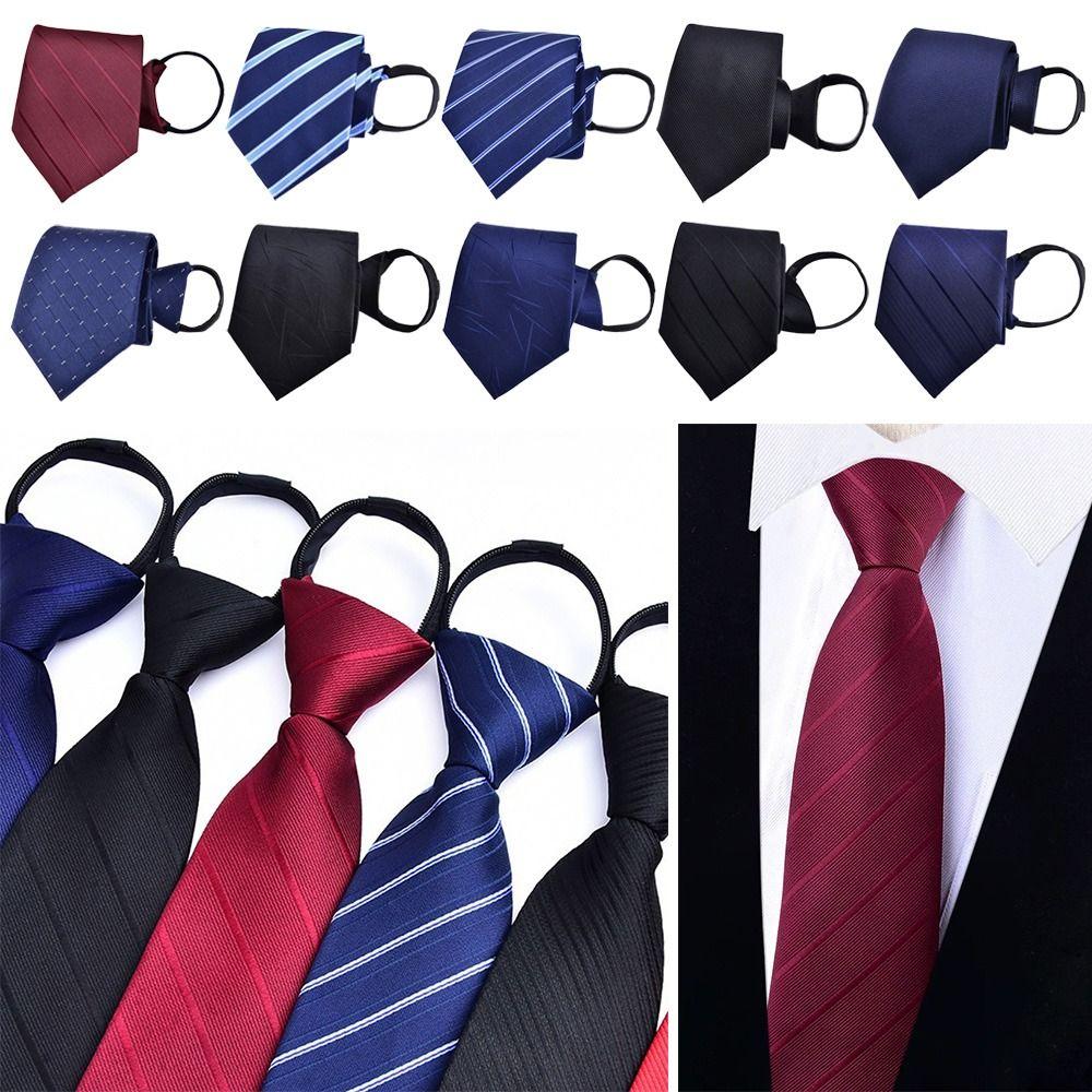Adjustable Necktie Blue Black Slim Skinny Tie Elegant Zipper Tie  Gifts