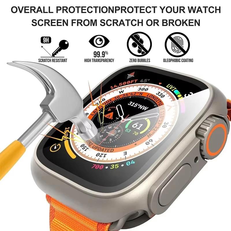 Glass+Case For Apple Watch 11 10 46mm 42mm 9 8 7 45mm 41mm Screen Protector Change Ultra 3/2/1 Bumper Cover iWatch 6 5 4 SE 44mm