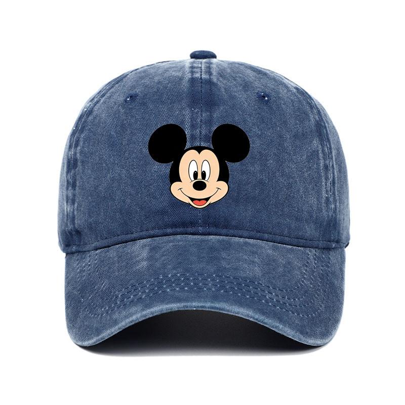 Retro Washed Mickey Mouse Print Baseball Cap Men Women Vintage Kpop Snapback Cap Adjustable Breathable Trucker Hat Sunscreen Hat