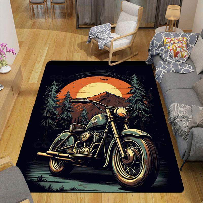 Vintage Motorcycle Rug Floor Mat for Living Room or Bedroom Soft and Comfortable Carpet a Gift for Birthday and Holiday.MFF0918216