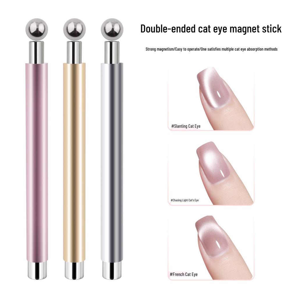 Nail Art Double-Ended Cat Eye Magnet Wand with Steel Balls for Light Glass Beads