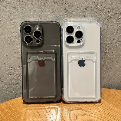 Průhledný kryt s přihrádkou na karty pro iPhone 16 15 14 13 12 11 Pro Max Mini X XR 7 8 Plus Průhledná peněženka Nárazuvzdorný měkký kryt