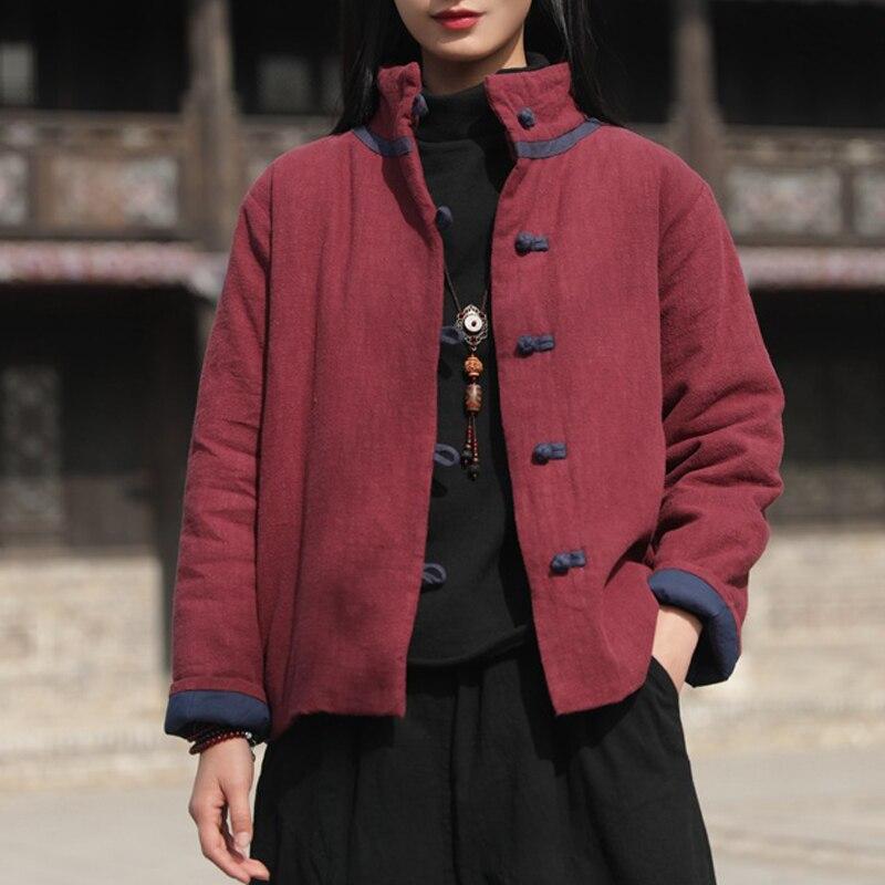 Johnature Coats Stand Long Sleeve Thick Warm Clothes Spring Button Women Jackets