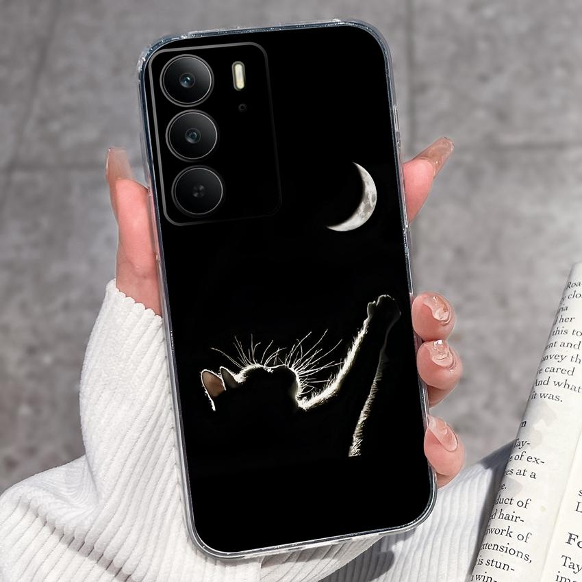 For Oppo Realme C75 C75x C71 C67 C63 C55 C35 C33 C21Y C20 C15 Clear Phone Covers Adorable Cat Patterns Screen Protector Dustproof Case For Oppo Casing