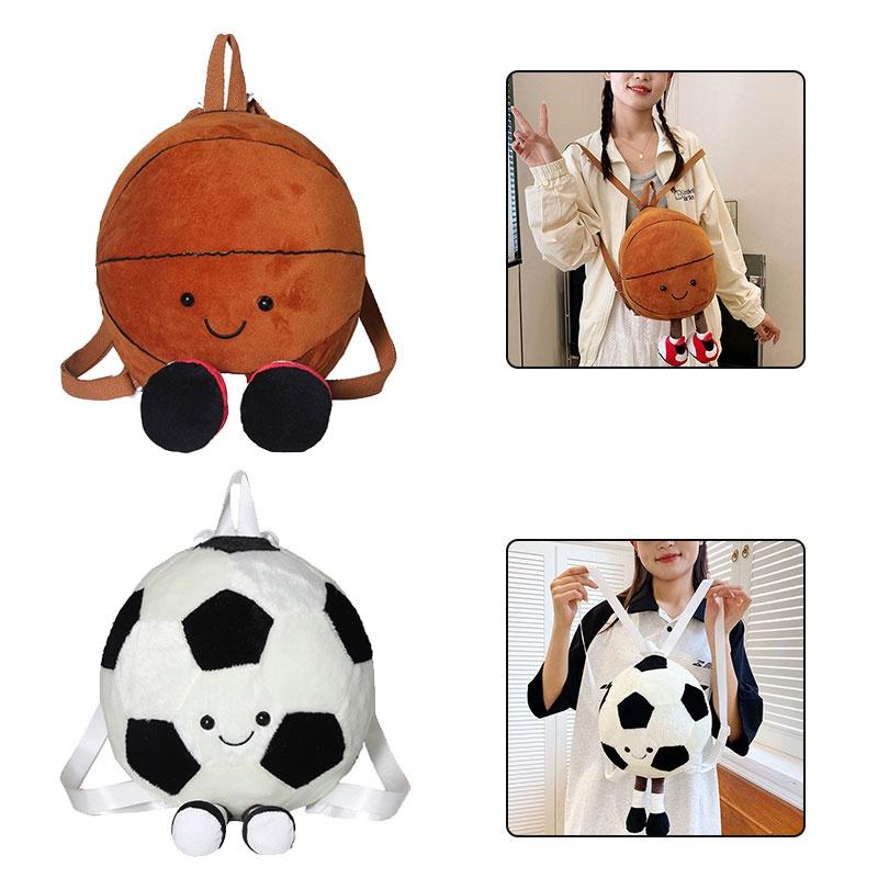 New Fun Sports Football Basketball Plush Toy Shoulder Bag Doll Children's Gift Creative Doll Backpack