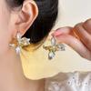 1 pair Temperament Enamel Iris Earrings Luxury Metal Flower Ear Studs  Daily
