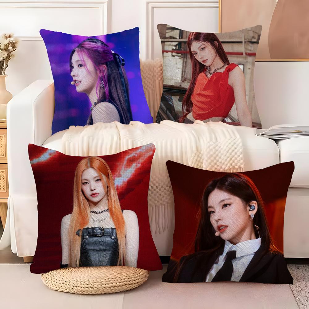 Hot singer IITZY YYeji Pillow Case Silky elegant Comfort Sofa Bed Invisible zipper