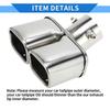 VekAuto Dual Square Exhaust Tip 60 mm Inlet Stainless Steel Silver, Slant Cut, Length 170 mm