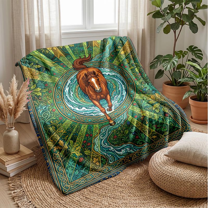 Elegant Horse In Water Theme Blanket Lightweight Warm Flannel Blanket Decorative Throw Blanket for Home Decoration